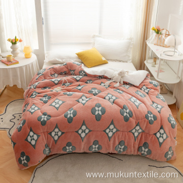 Thick flannel+sherpa Alternative Quilted Comforter duvets